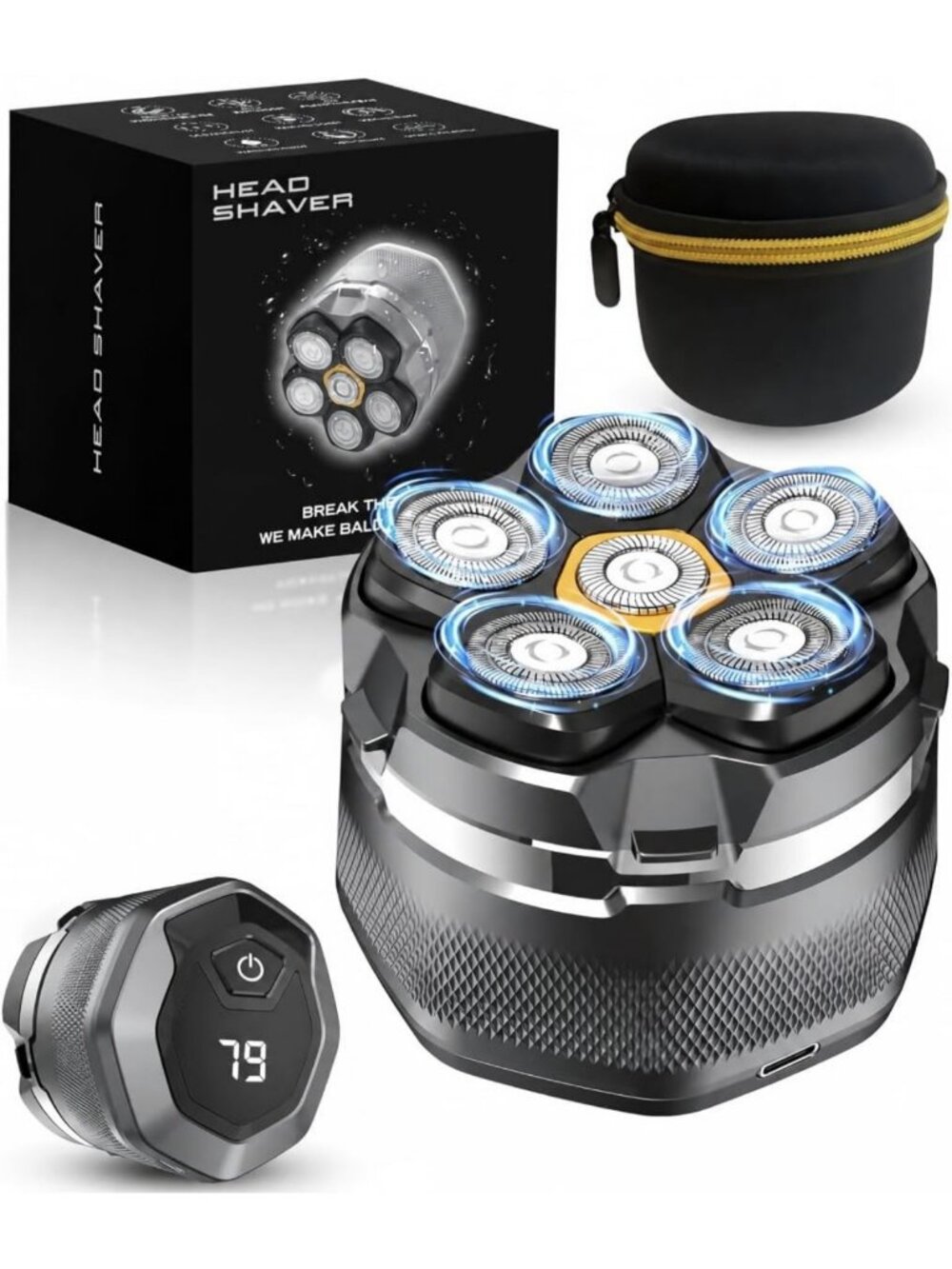 10,000RPM Head Shaver for Bald Men - 6D Floating Heads for a Smooth Shave
